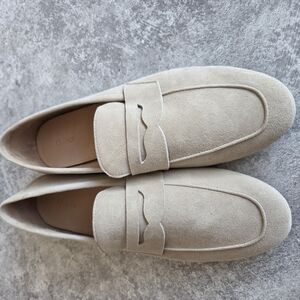 Quince Beige Suede Penny Loafers
